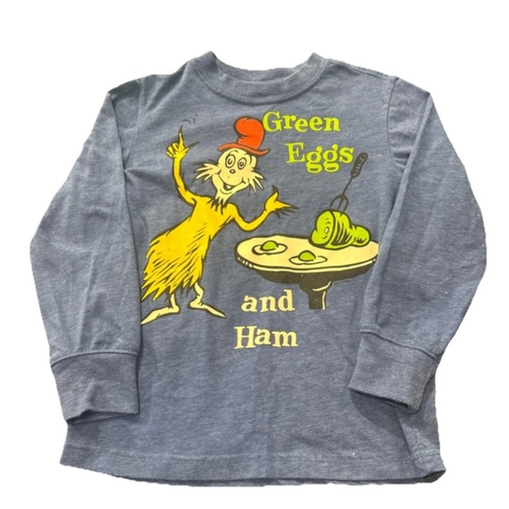 Green Eggs and Ham Long Sleeve Kids Shirt - Blue